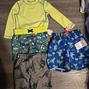 Cat & Jack Boys Swim Trunks and Rash Guard Set - Yellow, Teal, Blue, Gray, Green
